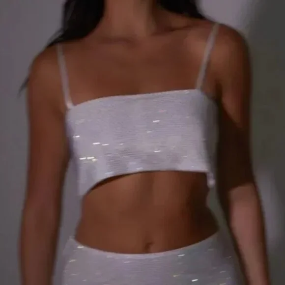 SLA The Label White Lia Diamante Top Party Cocktail Event Medium - Picture 2 of 4